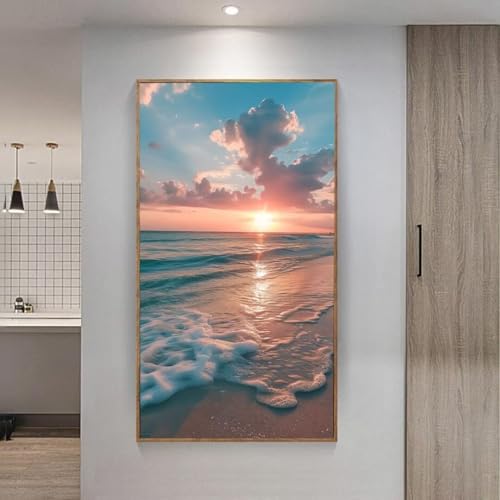 5D Diamond Painting Set, Diamant Painting Bilder Kit für Kinder Erwachsene, Sonnenuntergang am Strand DIY Crystal Strass Stickerei Painting Diamant Malerei Kit, Home Büro Wall Dekor 90x180 cm L-108 von Giyuco