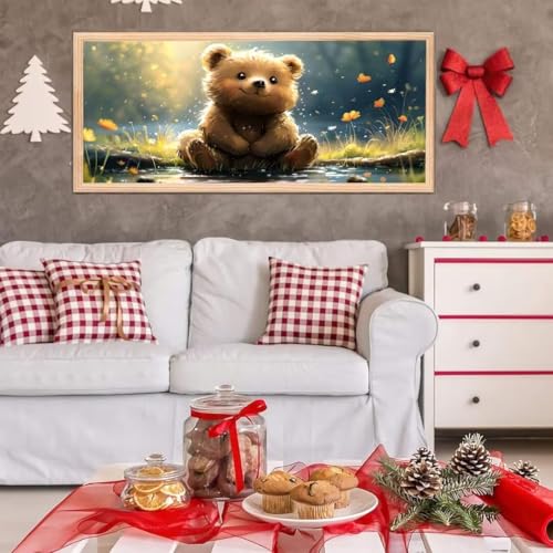 5D Diamond Painting Set, Diamant Painting Bilder Kit für Kinder Erwachsene, Süßer Bär DIY Crystal Strass Stickerei Painting Diamant Malerei Kit, Home Büro Wall Dekoration, Geschenk 25x50 cm L-239 von Giyuco