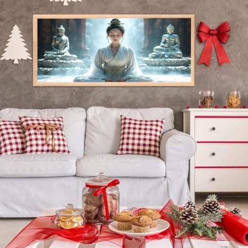 5D Diamond Painting Set, Diamant Painting Bilder Kit für Kinder Erwachsene, Zen Buddhismus DIY Crystal Strass Stickerei Painting Diamant Malerei Kit, Home Büro Wall Dekoration, Geschenk 70x140 cm L-47 von Giyuco