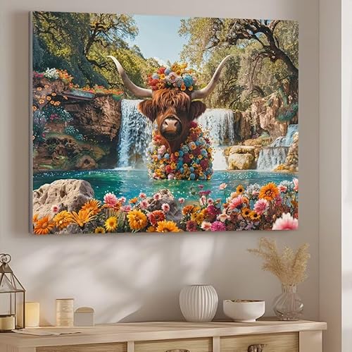 Baum Malen Nach Zahlen ab 5 6 7 Jahre Mädchen, Malen Nach Zahlen für Kinder Klein mit Pinseln und Acrylfarben, Geeignet Geschenk oder als Home Wand Dekoration (rahmenlos) 100x130cm Wasserfall J-179 von Giyuco