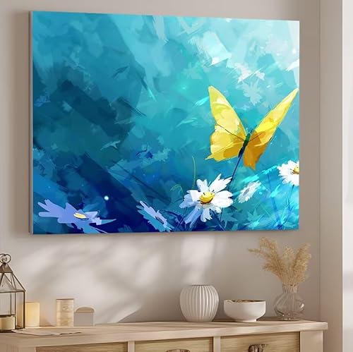 Blume Malen Nach Zahlen ab 5 6 7 Jahre Mädchen, Malen Nach Zahlen für Kinder Klein mit Pinseln und Acrylfarben, Geeignet Frauen Geschenk oder als Home Wand Dekoration (rahmenlos) 70x90cm Schiff J-333 von Giyuco