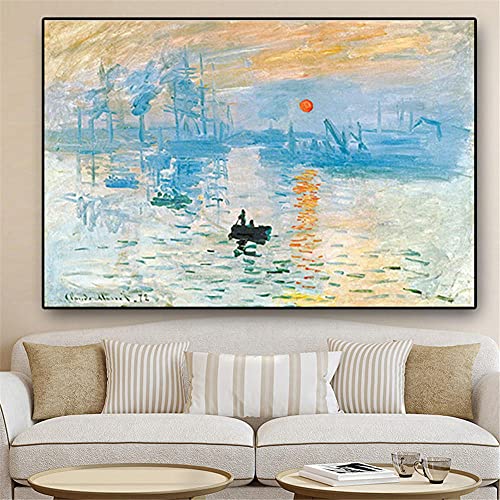 Claude Monet Impression Sonnenaufgang Diamond Painting Set 5D Diamant Painting Bilder Groß DIY Diamant Malerei Vollbohrer Kit Cross Stickerei Malerei Kits für Home Wall Décor Square Drill 100x50cm von Giyuco