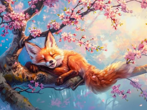 Diamond Painting Baum Fuchs, DIY 5D Diamant Painting Bilder Kinder, Diamond Painting für Erwachsene, Diamanthandwerk, Diamant Malerei Kreuz Stickerei, Geeignet für Heimdekoration, Gifts 90x70cm P-659 von Giyuco