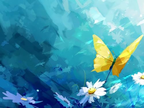 Diamond Painting Blume Schmetterling, DIY 5D Diamant Painting Bilder Kinder, Diamond Painting für Erwachsene, Diamanthandwerk, Diamant Malerei Kreuz Stickerei für Heimdekoration, Gifts 120x90cm P-333 von Giyuco