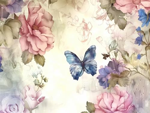 Diamond Painting Blume Schmetterling, DIY 5D Diamant Painting Bilder Kinder, Diamond Painting für Erwachsene, Diamanthandwerk, Diamant Malerei Kreuz Stickerei für Heimdekoration, Gifts 120x90cm P-335 von Giyuco