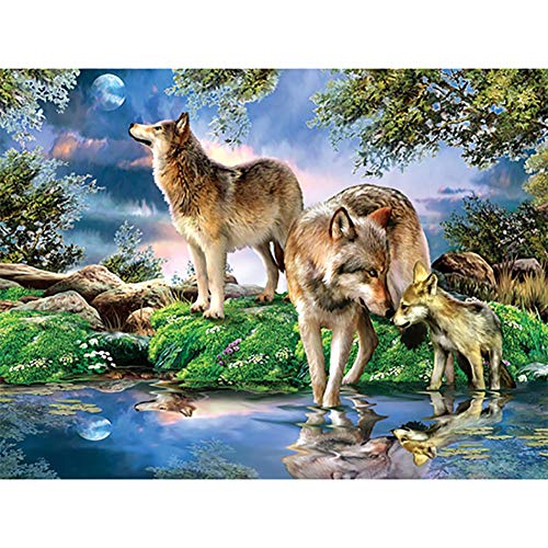 Diamond Painting Full Set Diamant Painting Bilder Groß 5d Diamant Painting für Erwachsene Kinder Voll Strass Daiments Painting Diamant Malerei Kits Wölfe Square Drill 40x50cm von Giyuco