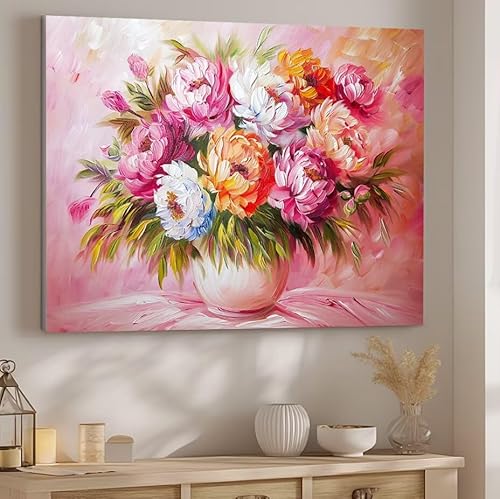 Farbe Malen Nach Zahlen ab 5 6 7 Jahre Mädchen, Malen Nach Zahlen für Kinder Klein mit Pinseln und Acrylfarben, Geeignet Frauen Geschenk oder als Home Wand Dekoration (rahmenlos) 100x130cm Blume J-33 von Giyuco