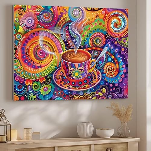 Farbe Malen Nach Zahlen ab 5 6 7 Jahre Mädchen, Malen Nach Zahlen für Kinder Klein mit Pinseln und Acrylfarben, Geeignet Frauen Geschenk oder als Home Wand Dekoration (rahmenlos) 100x130cm Tasse J-22 von Giyuco