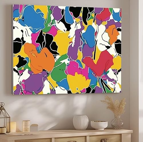 Farbe Malen Nach Zahlen ab 5 6 7 Jahre Mädchen, Malen Nach Zahlen für Kinder Klein mit Pinseln und Acrylfarben, Geeignet Frauen Geschenk oder als Home Wand Dekoration (rahmenlos) 40x50cm Abstract J-24 von Giyuco