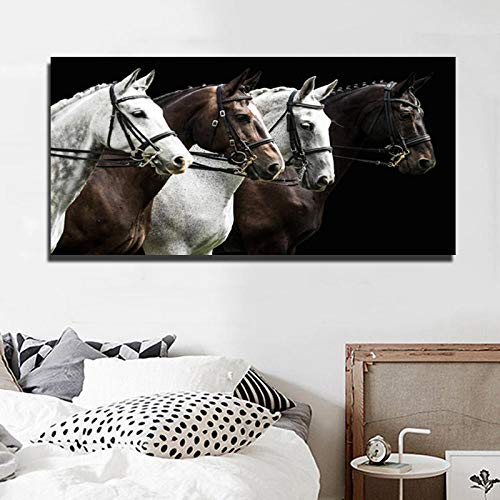 Giyuco DIY 5D Diamant Malerei Kits, Vier Pferde Diamond 5D Paintings Set, Malen nach Zahlen Diamant, Groß Diamant Painting Bilder Arts Craft für Home Wand-Decor Round Drill 80x40cm von Giyuco