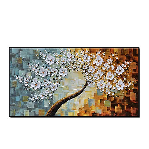 Giyuco DIY 5D Diamant Malerei Kits, Weiße Blumen Diamond 5D Paintings Set, Malen nach Zahlen Diamant, Groß Diamant Painting Bilder Arts Craft für Home Wand-Decor Round Drill 100x50cm von Giyuco