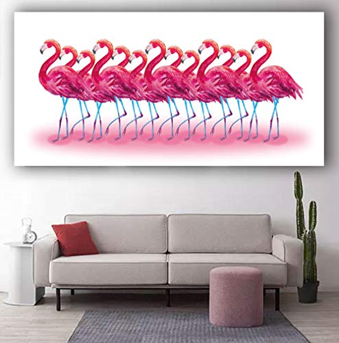 Giyuco Schöner Flamingo Diamond Painting Set 5D Diamant Painting Bilder Groß DIY Diamant Malerei Vollbohrer Kit Cross Stickerei Malerei Kits für Home Wall Décor Round Drill 60x30cm von Giyuco