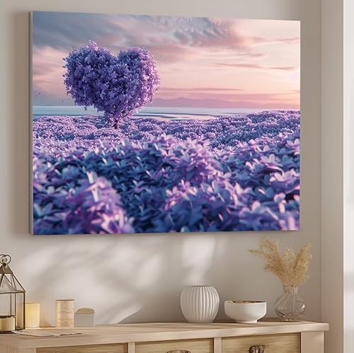 Malen Nach Zahlen Erwachsene Liebe Malen Nach Zahlen Klein, DIY Ölgemälde Leinwand Set mit 3 Pinsel und Acrylpigment Bastelset Erwachsene Frauen Home Dekoration Geschenk 90x120cm Ohne Rahmen Baum J-1 von Giyuco