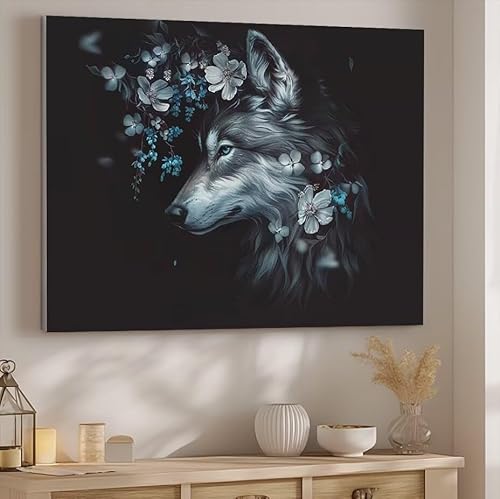 Malen nach Zahlen Erwachsene Blume, Malen nach Zahlen Wolf DIY Handgemalt Ölgemälde Kit Hobby Erwachsene Kreativ Mit Pinseln und Acrylfarbe Knitterfreie Leinwand Kit, Home Wand Deko 50x70cm J-352 von Giyuco