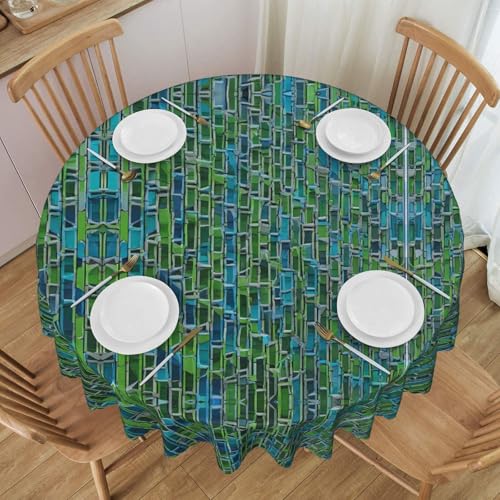 Gjgdbxdw Abalone Perlmutt-Tischdecke, rund, 152,4 cm, wasserdicht, waschbar, Polyester-Tischdecke, dekorativer Stoff, Tischdecke für Esstisch, Buffet-Partys und Camping von Gjgdbxdw