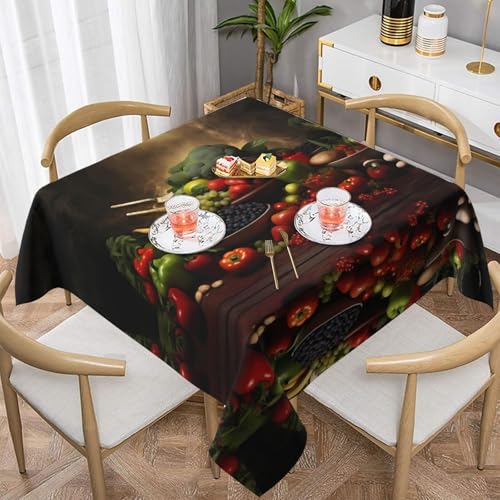 Gjgdbxdw Bedruckte quadratische Tischdecke mit frischem Gemüse, wasserdicht, abwischbar, für Zuhause, Küche, Esszimmer, Party, drinnen und draußen, 137 x 137 cm von Gjgdbxdw