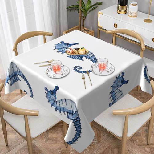 Gjgdbxdw Blaue quadratische Tischdecke mit Meerjungfrauen-Motiv, wasserdicht, abwischbar, für Zuhause, Küche, Esszimmer, Party, drinnen und draußen, 152,4 x 152,4 cm von Gjgdbxdw