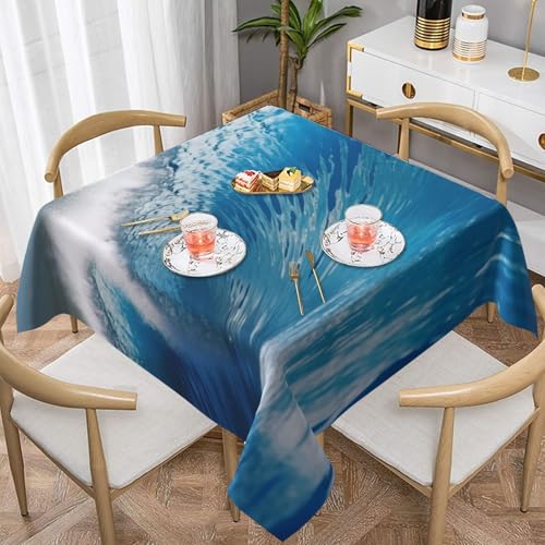 Gjgdbxdw Quadratische Tischdecke, wasserdicht, abwischbar, für Zuhause, Küche, Esszimmer, Party, drinnen und draußen, 152,4 x 152,4 cm, Blau von Gjgdbxdw