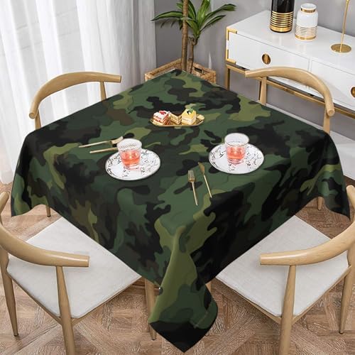 Gjgdbxdw Quadratische Tischdecke mit Camouflage-Muster, wasserdicht, abwischbar, für Zuhause, Küche, Esszimmer, Party, drinnen und draußen, 152,4 x 152,4 cm von Gjgdbxdw