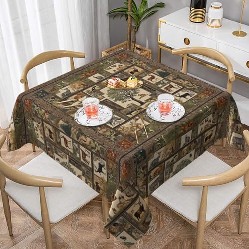 Gjgdbxdw Quadratische Tischdecke mit Elchbär-Motiv, bedruckt, wasserdicht, abwischbar, für Zuhause, Küche, Esszimmer, Party, drinnen und draußen, 137 x 137 cm von Gjgdbxdw