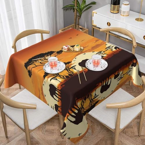 Gjgdbxdw Quadratische Tischdecke mit Elefanten- und Giraffenmotiv, wasserdicht, abwischbar, für Zuhause, Küche, Esszimmer, Party, drinnen und draußen, 152,4 x 152,4 cm von Gjgdbxdw