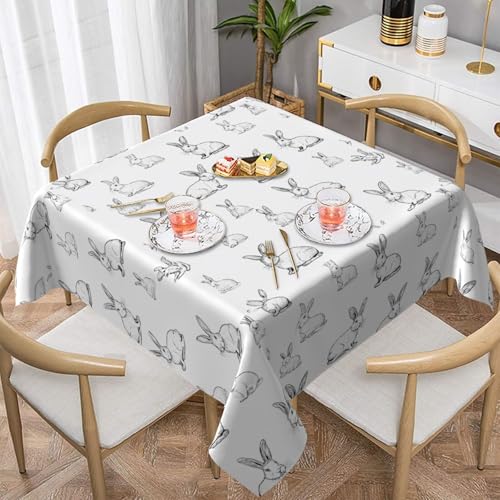 Gjgdbxdw Quadratische Tischdecke mit Kaninchenhintergrund, wasserdicht, abwischbar, für Zuhause, Küche, Esszimmer, Party, drinnen und draußen, 152,4 x 152,4 cm von Gjgdbxdw