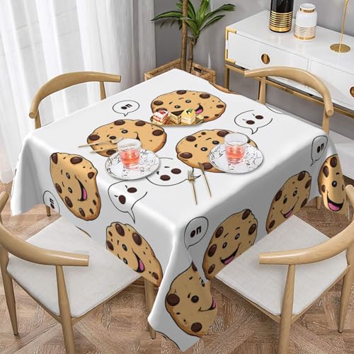 Gjgdbxdw Quadratische Tischdecke mit Schokoladen-Chip-Druck, wasserdicht, abwischbar, für Zuhause, Küche, Esszimmer, Party, drinnen und draußen, 137 x 137 cm von Gjgdbxdw