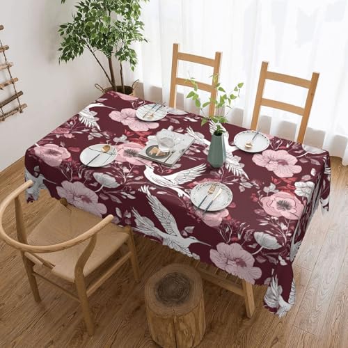 Gjgdbxdw Rechteckige Tischdecke, Motiv: Blumenkräuter, botanische Gravur, wasserdicht, abwischbar, Tischdecke für Zuhause, Küche, Esszimmer, Party, drinnen und draußen, 137 x 183 cm von Gjgdbxdw