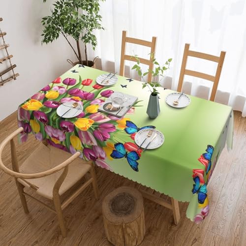 Gjgdbxdw Rechteckige Tischdecke, wasserdicht, abwischbar, für Zuhause, Küche, Esszimmer, Party, drinnen und draußen, 137 x 183 cm, Blau von Gjgdbxdw