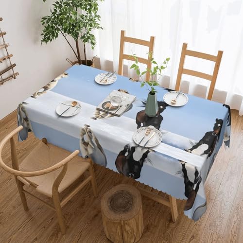 Gjgdbxdw Rechteckige Tischdecke, wasserdicht, abwischbar, für Zuhause, Küche, Esszimmer, Party, drinnen und draußen, 137 x 183 cm, Schwarz und Weiß von Gjgdbxdw