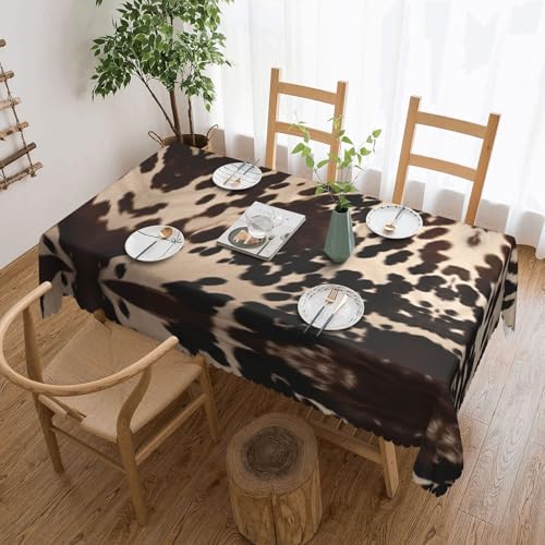 Gjgdbxdw Rechteckige Tischdecke aus braunem Rindsleder, wasserdicht, abwischbar, für Zuhause, Küche, Esszimmer, Party, drinnen und draußen, 137 x 183 cm von Gjgdbxdw