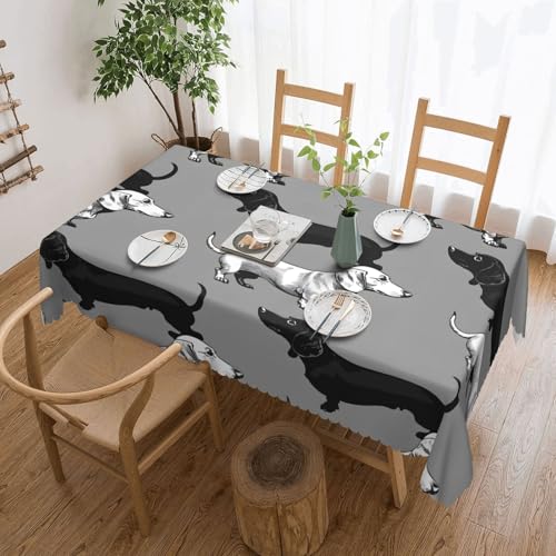 Gjgdbxdw Rechteckige Tischdecke mit Dackel-Motiv, wasserdicht, abwischbar, für Zuhause, Küche, Esszimmer, Party, drinnen und draußen, 137 x 183 cm von Gjgdbxdw