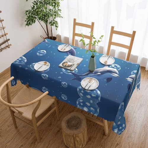 Gjgdbxdw Rechteckige Tischdecke mit Delfinkugeln, wasserdicht, abwischbar, für Zuhause, Küche, Esszimmer, Party, drinnen und draußen, 137 x 183 cm von Gjgdbxdw