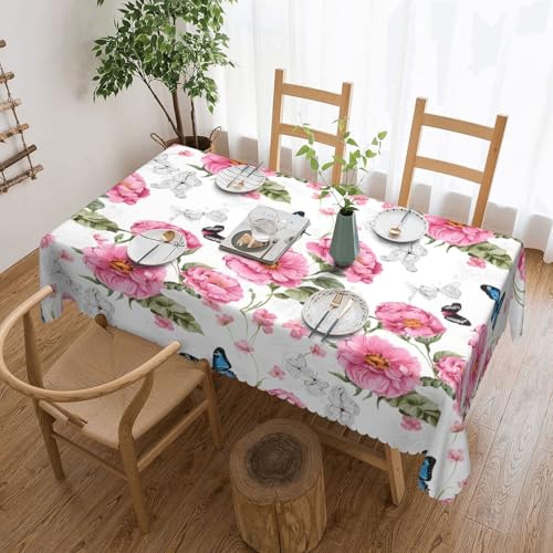 Gjgdbxdw Rechteckige Tischdecke mit Garten mit Vogel und Blume, wasserdicht, abwischbar, für Zuhause, Küche, Esszimmer, Party, drinnen und draußen, 137 x 183 cm von Gjgdbxdw