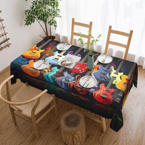 Gjgdbxdw Rechteckige Tischdecke mit Gitarren-Motiv, wasserdicht, abwischbar, für Zuhause, Küche, Esszimmer, Party, drinnen und draußen, 137 x 183 cm von Gjgdbxdw