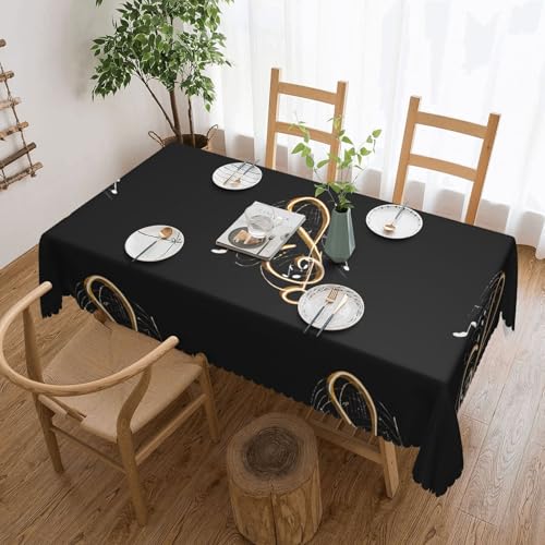 Gjgdbxdw Rechteckige Tischdecke mit buntem Musikdruck, wasserdicht, abwischbar, für Zuhause, Küche, Esszimmer, Party, drinnen und draußen, 137 x 183 cm von Gjgdbxdw