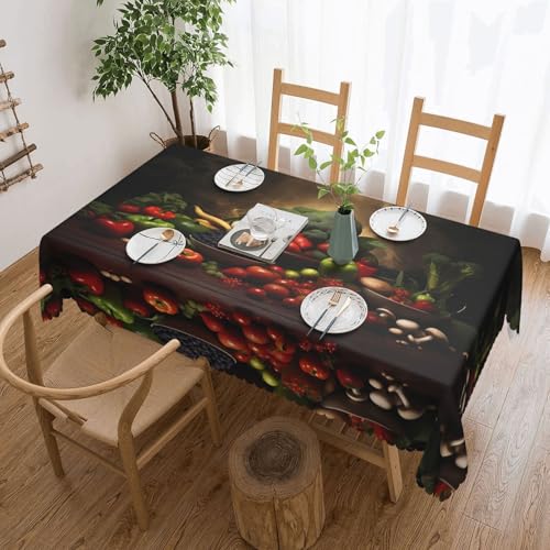 Gjgdbxdw Rechteckige Tischdecke mit frischem Gemüse, wasserdicht, abwischbar, für Zuhause, Küche, Esszimmer, Party, drinnen und draußen, 137 x 183 cm von Gjgdbxdw