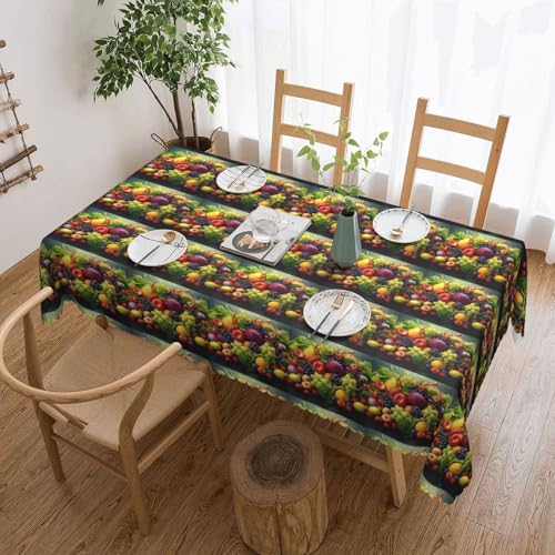 Gjgdbxdw Rechteckige Tischdecke mit frischem Obst und Gemüse, wasserdicht, abwischbar, für Zuhause, Küche, Esszimmer, Party, drinnen und draußen, 137 x 183 cm von Gjgdbxdw