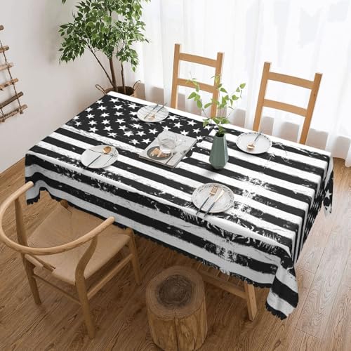 Gjgdbxdw Rechteckige Tischdecke mit schwarz-weißer Flagge, wasserdicht, abwischbar, Tischdecke für Zuhause, Küche, Esszimmer, Party, drinnen und draußen, 137 x 183 cm von Gjgdbxdw