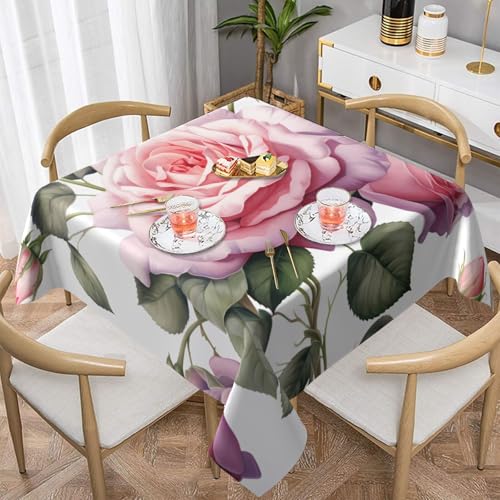 Gjgdbxdw Rosess bedruckte quadratische Tischdecke, wasserdicht, abwischbar, Tischdecke für Zuhause, Küche, Esszimmer, Party, drinnen und draußen, 137 x 137 cm von Gjgdbxdw