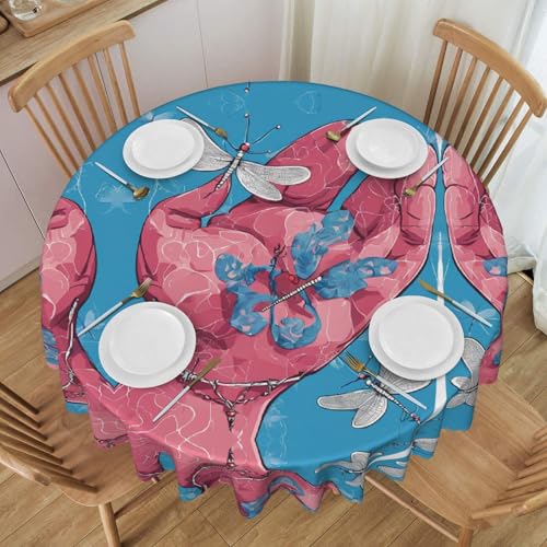 Gjgdbxdw Runde Tischdecke mit Hund, Tier, Haustier, 152,4 cm, wasserdicht, waschbar, Polyester-Tischdecke, dekorativer Stoff, Tischdecke für Esstisch, Buffet-Partys und Camping von Gjgdbxdw