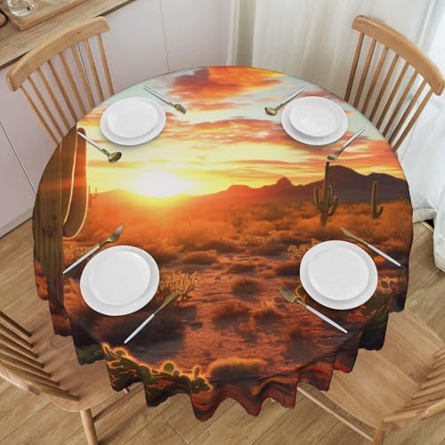 Gjgdbxdw Runde Tischdecke mit Sonnenuntergang, 152,4 cm, wasserdicht, waschbar, Polyester-Tischdecke, dekorativer Stoff, Tischdecke für Esstisch, Buffet-Partys und Camping von Gjgdbxdw