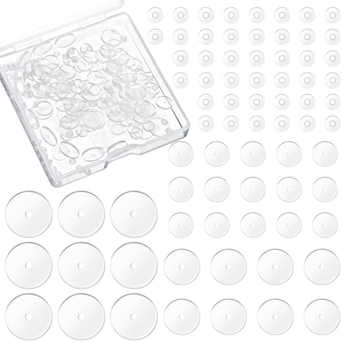 200 Stück Silikon-Piercingscheiben, nicht ziehend, für Piercing-Bump, transparente Ohrring-Verschlüsse, 3/5/7/9 mm Kunststoff-Scheiben-Pads stabilisieren Ohrläppchenstütz-Patches, von Gjinxi