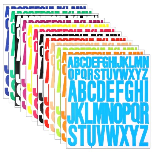 Farbe Selbstklebendes Vinyl Buchstaben Zahlen Kit Gjinxi 12 Blätter 20cm Alphabet Aufkleber Briefkasten Nummern Aufkleber DIY Buchstabe für Postkasten Fenster Autos Tür Lastwagen Heim(Mehrfarbig) von Gjinxi