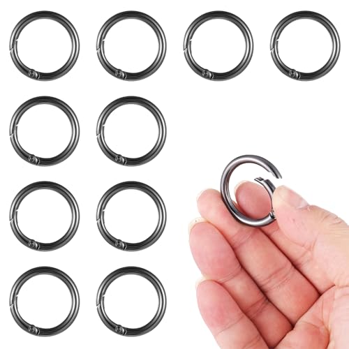 Gjinxi 33mm Heavy Duty Metal Ring,Runder Feders Karabiner,Edelstahl O-Ringe,Rundringe,Sprung Ringe für Gürtel,Hardware/Taschen/Ringe/Handarbeit/DIY-Zubehör(Schwarz,10 Stück) von Gjinxi