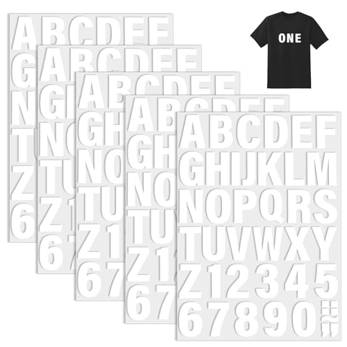 Gjinxi 5 Blätter 215 Stück Buchstaben Aufbügeln, 5 cm Buchstaben und Zahlen zum Aufbügeln Alphanumerischer Stoff Waschbare für Sport Trikot T-Shirt DIY Buchstaben Aufnäher von Gjinxi