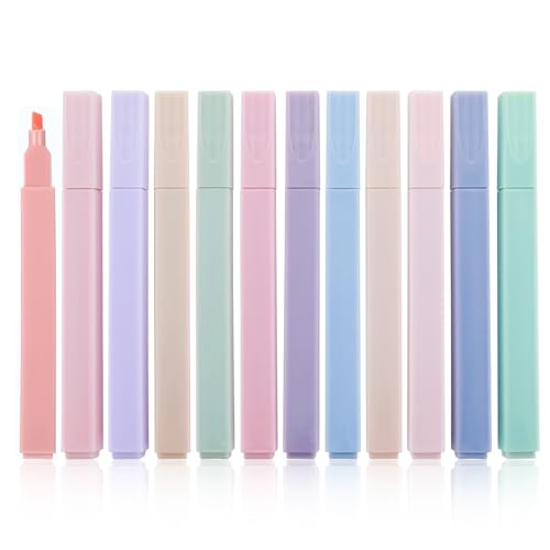 Gjinxi Ästhetische Textmarker, 12PCs Meißelspitze Marker Stifte niedliche bunte Textmarker für Journaling Planer Notizen Pastell Farbe Bibel Textmarker keine Bleed,(12 Frühling Farben) von Gjinxi