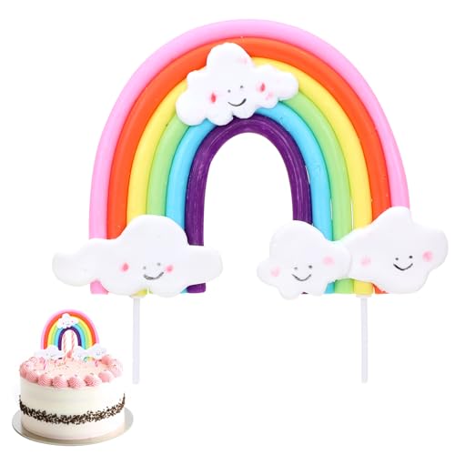 Gjinxi Exquisiter Regenbogen-Kuchenaufsatz aus weicher Keramik lebendige Dekoration für magischen Regenbogen farbenfrohe Regenbogen-Kuchendekoration Kuchenzubehör mit Regenbogenthema von Gjinxi