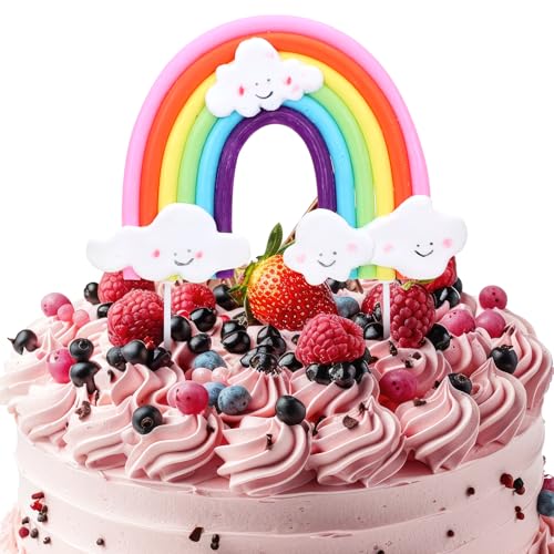 Gjinxi Exquisiter Regenbogen-Kuchenaufsatz aus weicher Keramik lebendige Dekoration für magischen Regenbogen farbenfrohe Regenbogen-Kuchendekoration Kuchenzubehör mit Regenbogenthema von Gjinxi