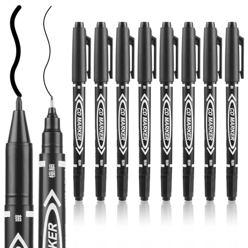 Gjinxi Schwarze Zeichenstifte, 10er Pack Dual Tip Brush Pens für Erwachsene und Kinder, Permanentmarker für Kunst, Zeichnen, Skizzieren, Schreiben und Markieren von Gjinxi